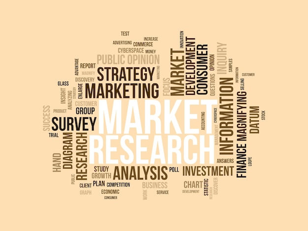 Word cloud background concept for Market research Business strategy analysis for development financial graph statistic vector illustration