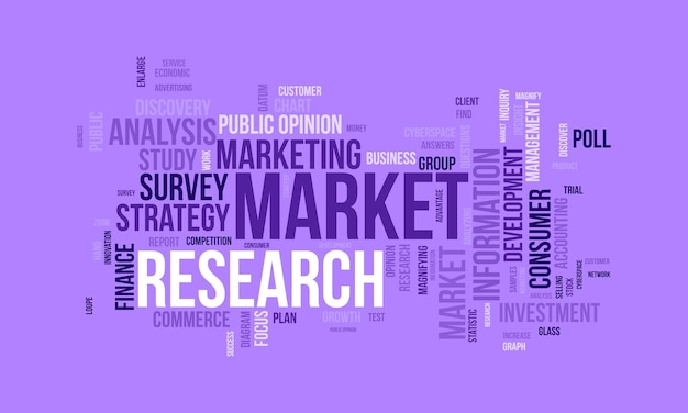 Vector word cloud background concept for market research business strategy analysis for development financial graph statistic vector illustration