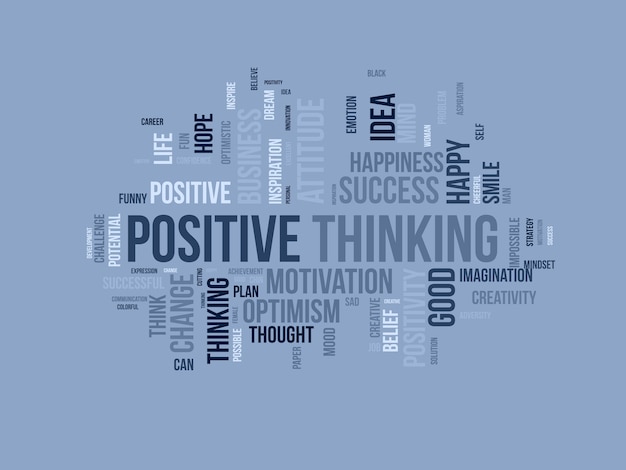 Word cloud background concept for Positive thinking Success attitude creative mindset of innovation optimism vector illustration