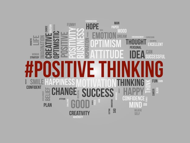 Word cloud background concept for Positive thinking Success attitude creative mindset of innovation optimism vector illustration