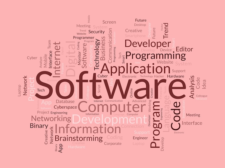 Vector word cloud background concept for software computer programming development of cloud network technology vector illustration