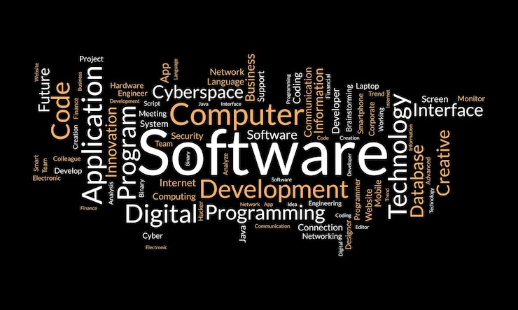 Vector word cloud background concept for software computer programming development of cloud network technology vector illustration