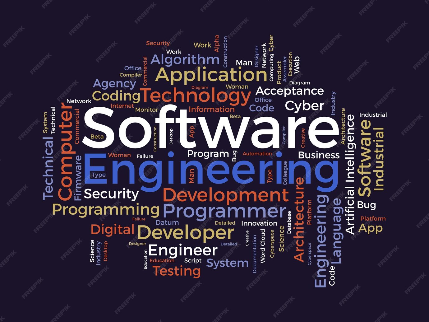 Premium Vector | Word cloud background concept for Software engineering ...