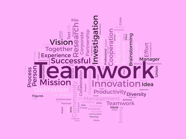 Word cloud background concept for Teamwork Business success with together partnership of leadership achievement Vector illustration