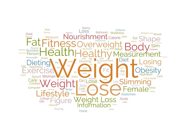 Word cloud background concept for weight Lose Diet with healthy food for losing overweight or living healthy life vector illustration