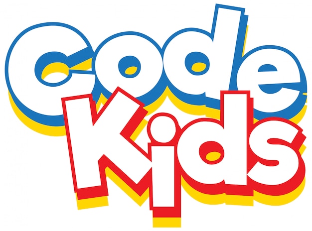 Vector word code kids on white background