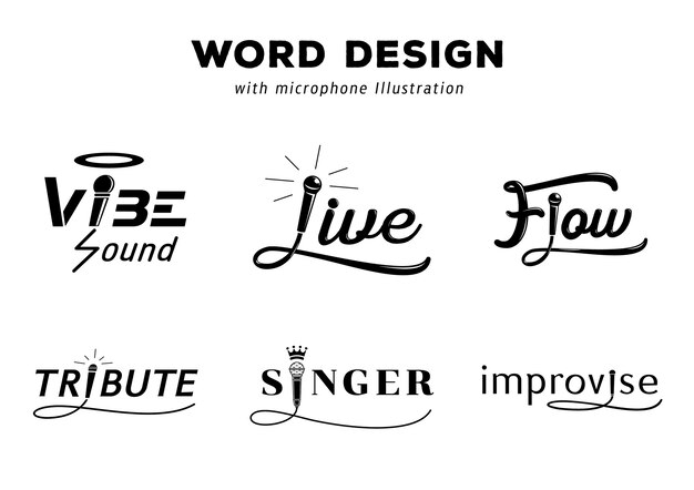 word design with microphone illustration