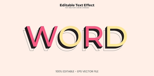 Word editable text effect in modern trend style