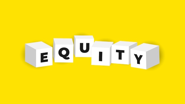 Word equity with 3d blocks on yellow background