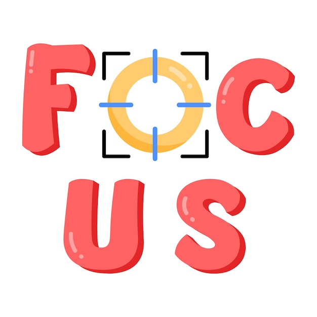 Vector the word focus is in red letters