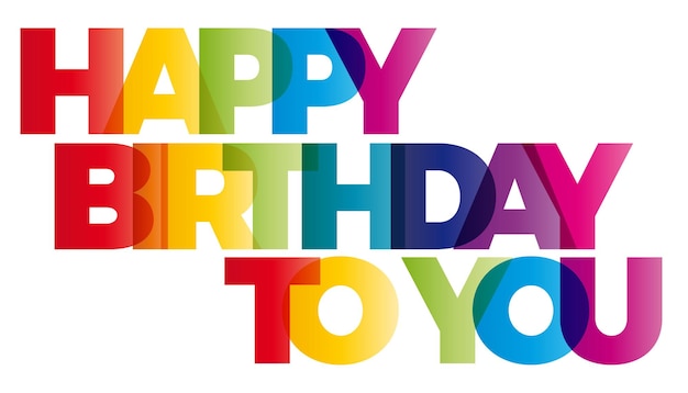 The word Happy Birthday To You Vector banner with the text colored rainbow