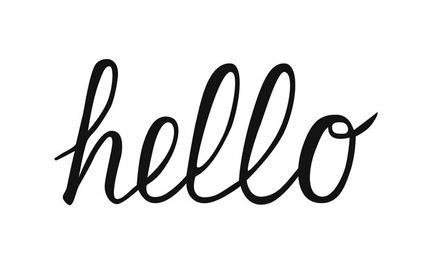 The word Hello is written by brush pen Calligraphy font handwritten lettering isolated on white Easy to edit element of design for tshorts banners posters websites social media etc