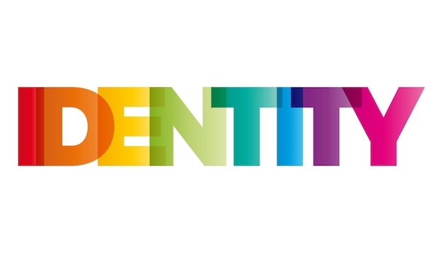 The word Identity Vector banner with the text colored rainbow