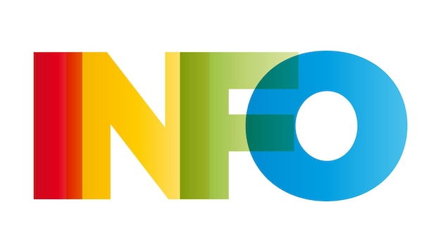 The word Info Vector banner with the text colored rainbow