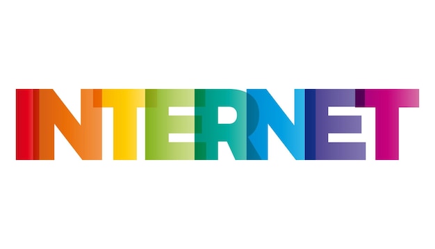 Слово Internet Vector баннер с текстом цветной радуги