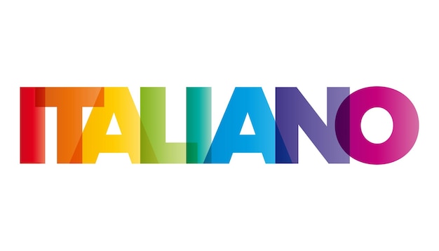 The word Italian Vector banner with the text colored rainbow