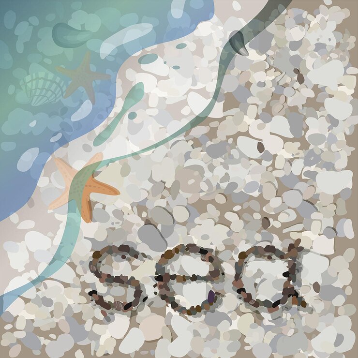 Vector the word laid out on the shore with sea pebbles vector