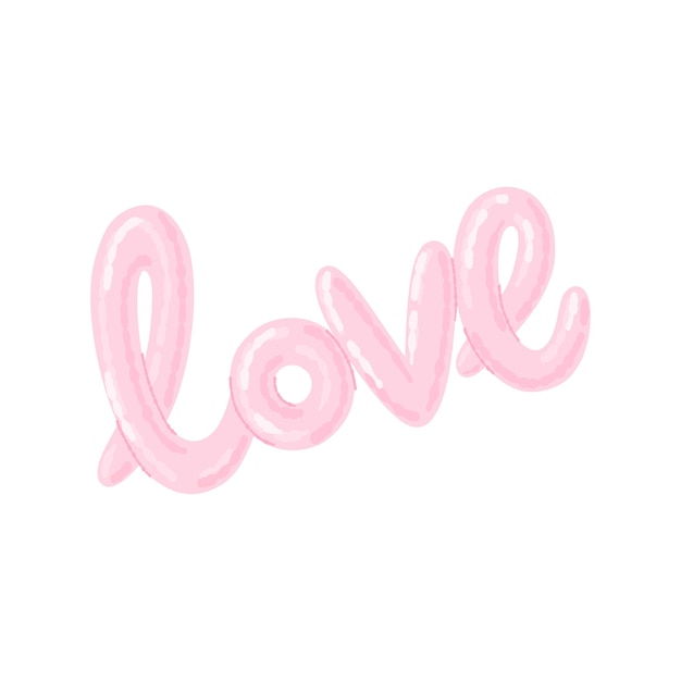 Word love pink foil balloons isolated on white background. valentines day concept illustration.