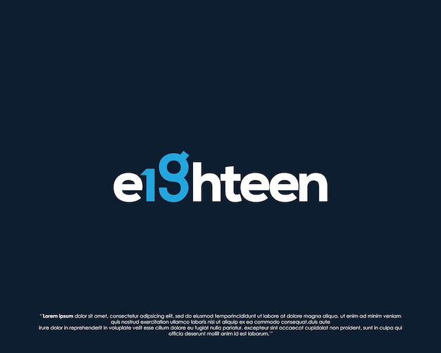 Word mark logo forms negative space of number eighteen