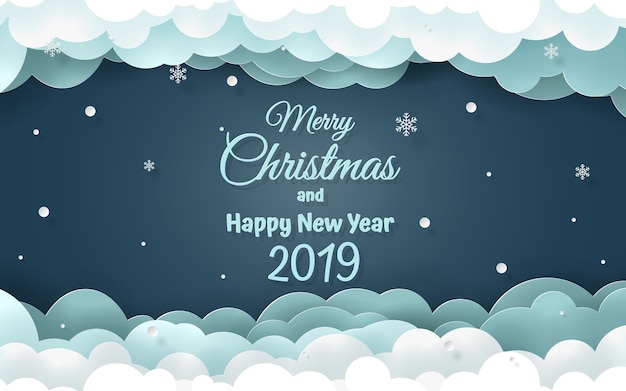 Word of merry christmas and happy new year 2019