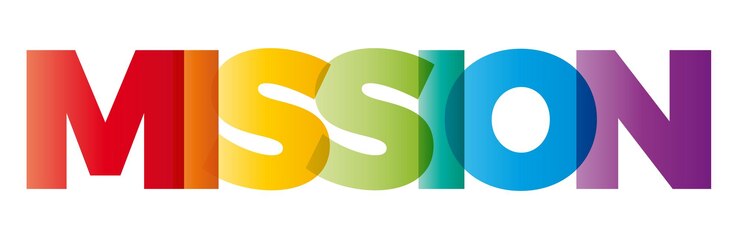 Vector the word mission vector banner with the text colored rainbow