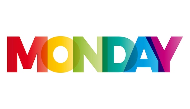 The word Monday Vector banner with the text colored rainbow