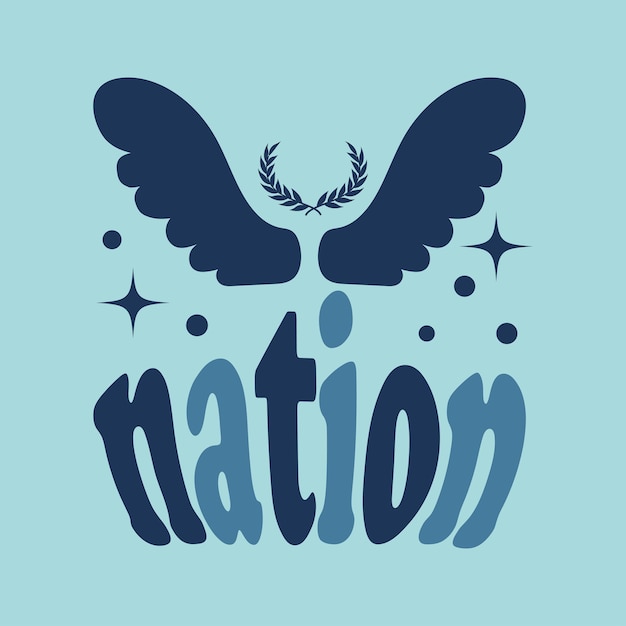 Word nation vector inscription illustration