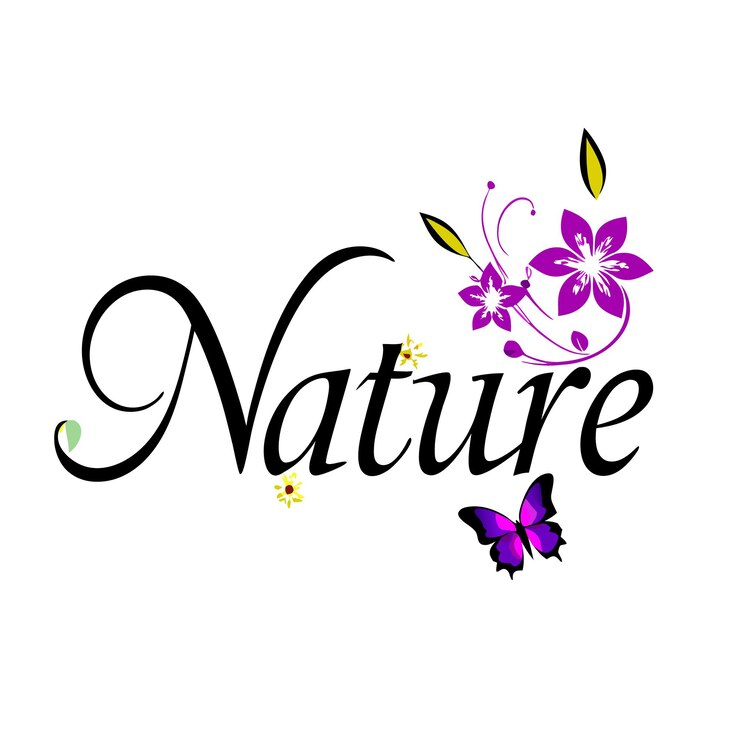 Vector the word nature is on the white background