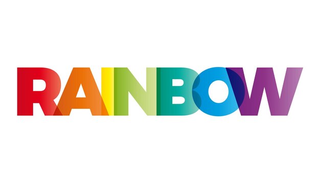 텍스트 색깔의 무지개가 있는 Rainbow Vector 배너라는 단어