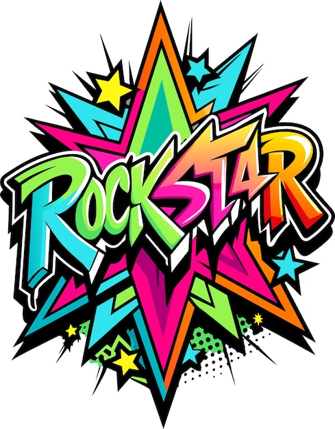word rock star black and graffiti colors and in 1