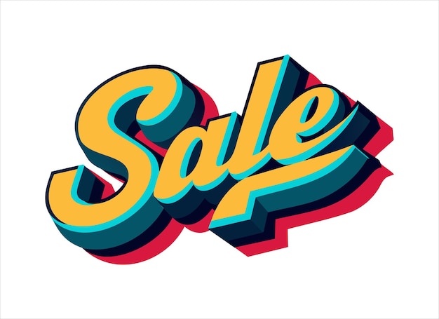 Vector the word sale is written in 3d style