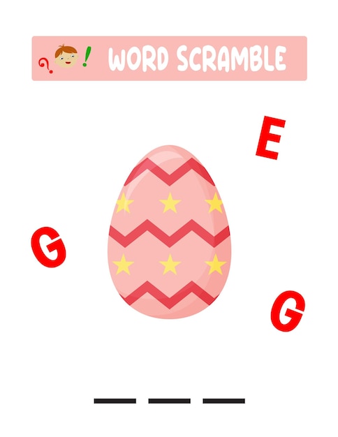 Vector word scramble kids educational games easter game