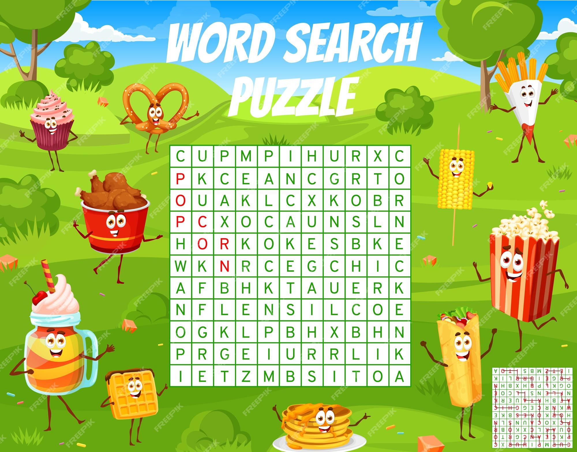 FAST FOOD Word Search Puzzle Worksheet Activity