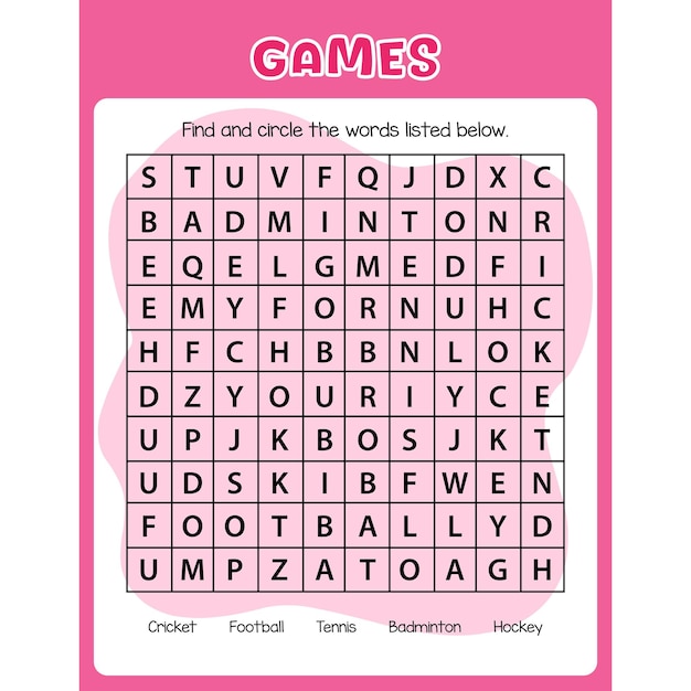 Word search puzzle for kids page 22