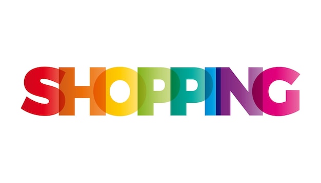 The word shopping Vector banner with the text colored rainbow