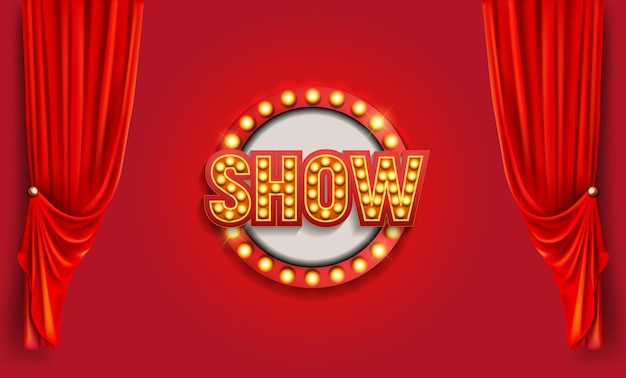 Vector the word show on a red background.