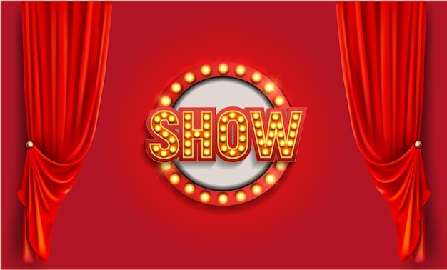 Vector the word show on a red curtain