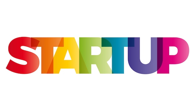 Vector the word startup vector banner with the text colored rainbow