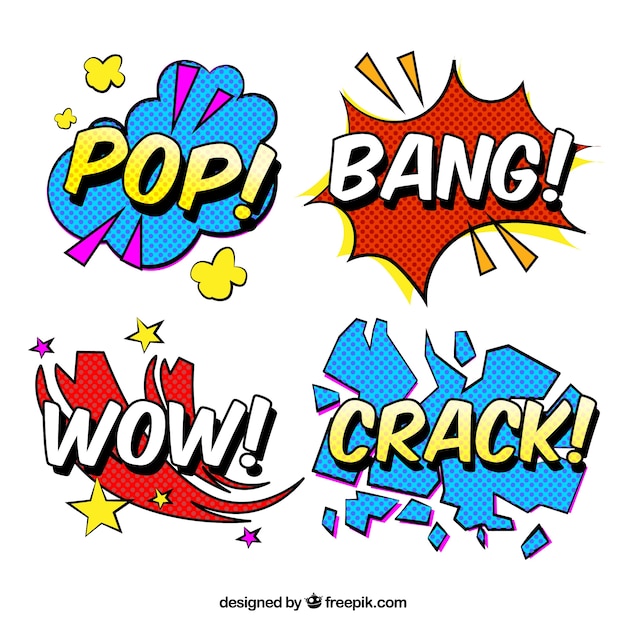 Vector word stickers with pop art design