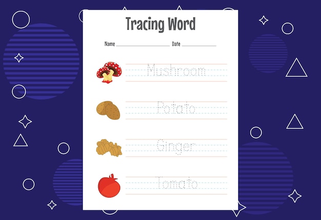 Word tracing worksheets for kids Letters trace exercises for kids