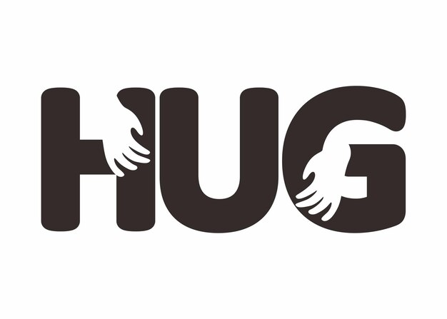 Word Typography Ontwerp Vector Hug