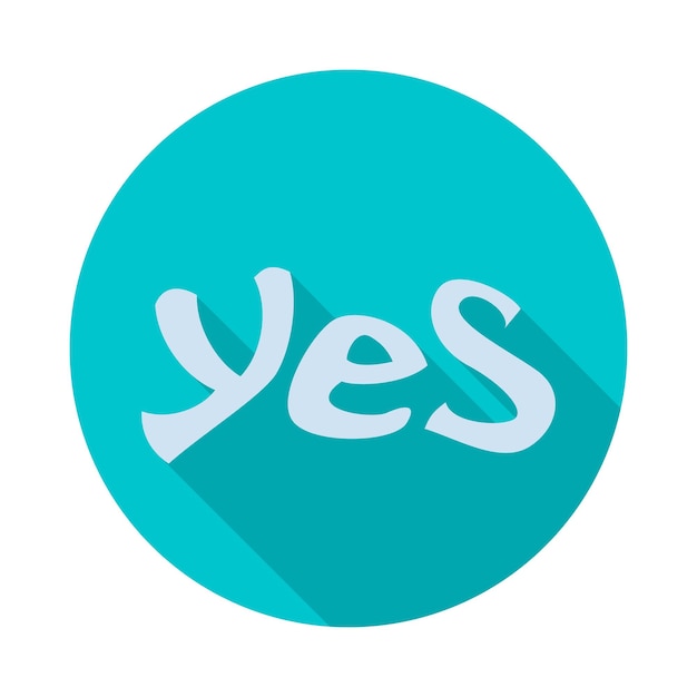 Word yes icon in flat style with long shadow click and choice symbol