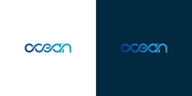 Wordmark Ocean Logo Design Vector Symbol Illustration