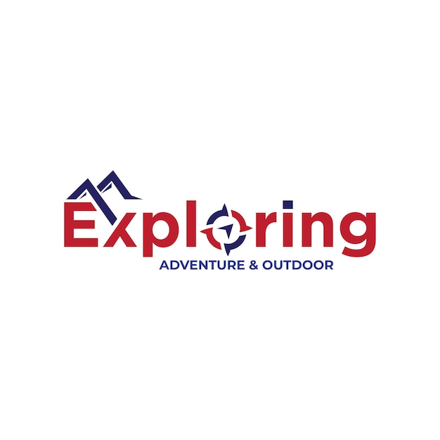 Wordmark tekst logo ontwerp verkennen voor Adventure Outdoor Travel Camping Vector sjabloon