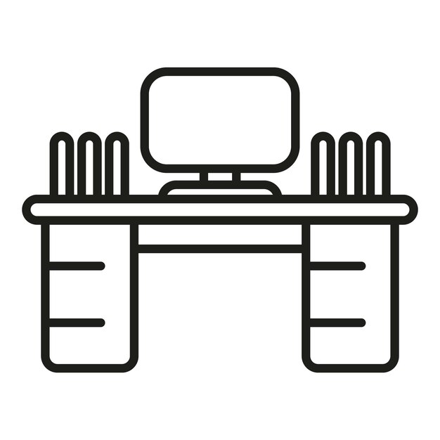 Premium Vector | Work computer desktop icon outline vector smart office
