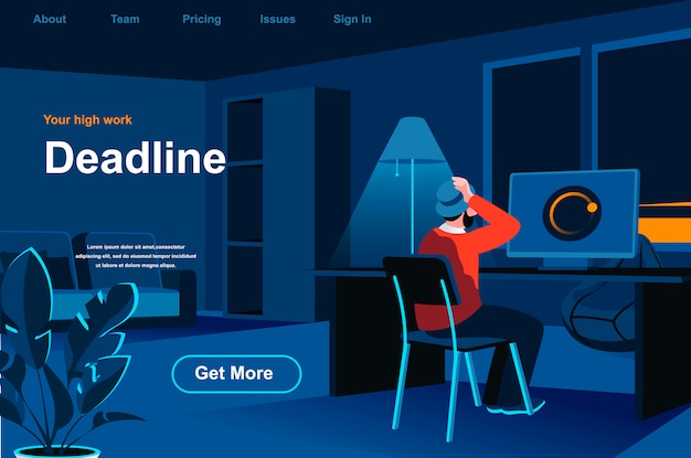 work deadline isometric landing page.