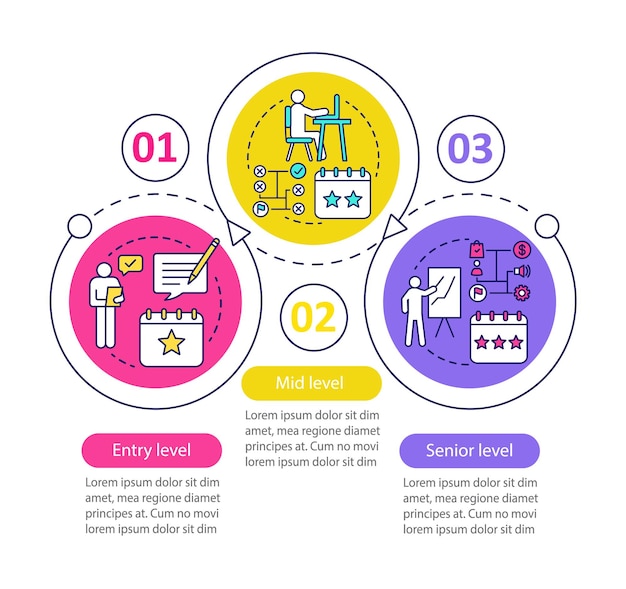 work experience vector infographic template. business presentation design elements. data visualization with three steps and options. process timeline chart. workflow layout with linear icons