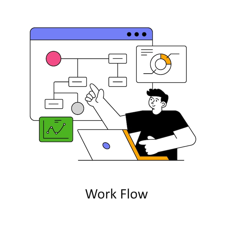 Vector work flow flat style design vector illustration stock illustration