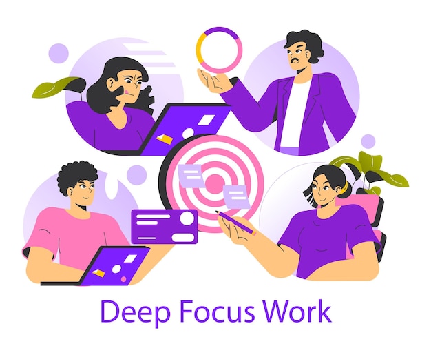 Work Focus Flat Vector Illustration