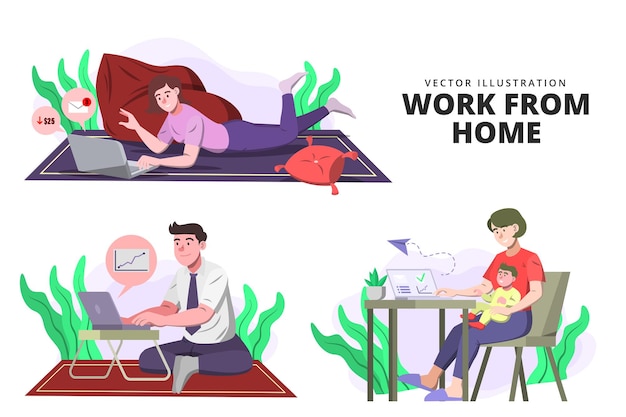 Work from home - activity vector illustration